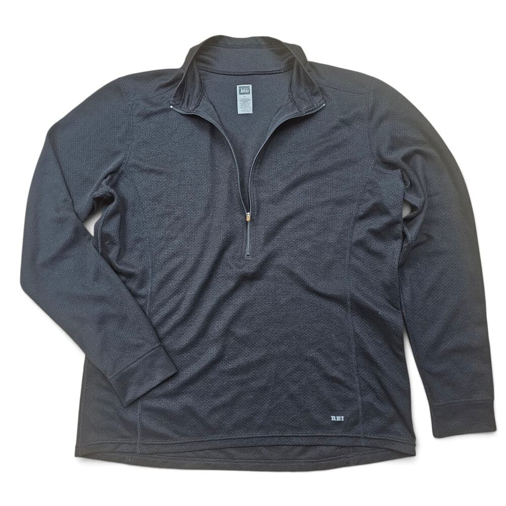 REI 1/2 Zip Pullover Women's XL Black Performance Hiking Running Base Layer